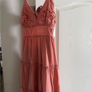 Amazon Pink Lace Mini Dress
